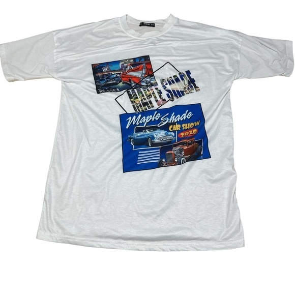 shein 1950’s car Americana t-shirt bright colorful men’s Xl white casual - Picture 1 of 6